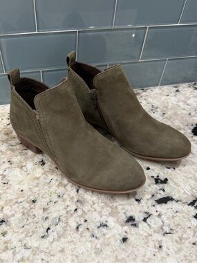 Diba True Olive Green Suede Ankle Booties